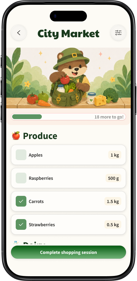 Carto app screenshot — shopping mode